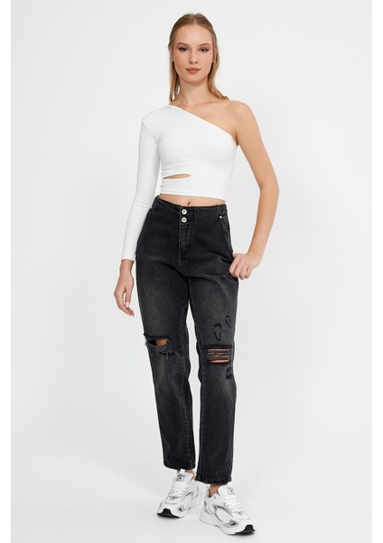 Özel Koleksiyon Yüksek Bel Culotte Jean Pantolon (Ag-1008) fırsatları