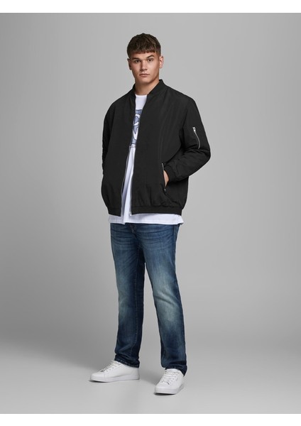 Jack & Jones Büyük Beden Siyah Erkek Bomber Ceket 12173990