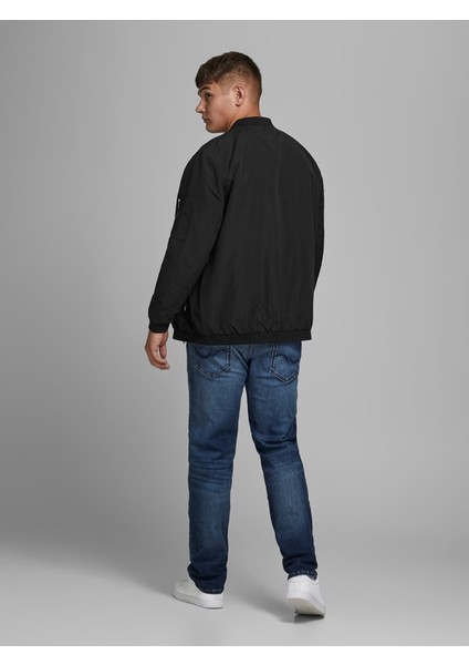 Jack & Jones Büyük Beden Siyah Erkek Bomber Ceket 12173990