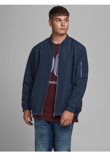 Jack & Jones Büyük Beden Lacivert Erkek Bomber Ceket 12173990