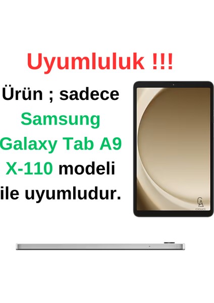 Samsung Galaxy Tab A9 SM-X110 Uyumlu Şeffaf Silikon Tablet Kılıfı Ekran Koruyucu ve Kalem Seti