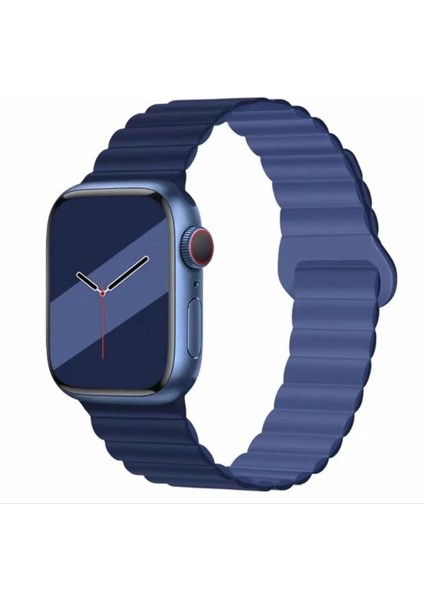 Apple Watch Seri 2/3/4/5/6/7/8/9/se 38MM 40MM 41MM Magnetic Çift Renk Silikon Kordon