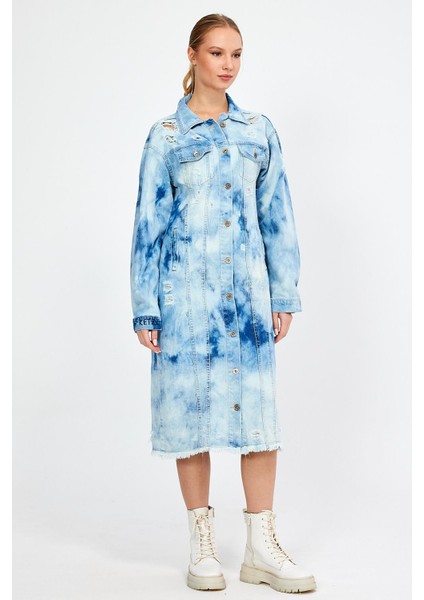 Özel Koleksiyon Düğmeli Denim Gömlek Elbise (3025)