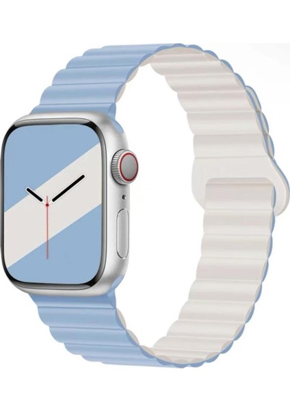 Apple Watch Seri 2/3/4/5/6/7/8/9/se 38MM 40MM 41MM Magnetic Çift Renk Silikon Kordon