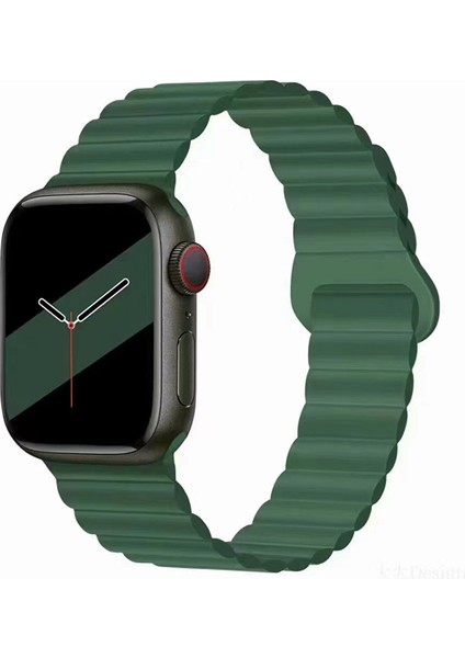 Apple Watch Seri 2/3/4/5/6/7/8/9/se 38MM 40MM 41MM Magnetic Çift Renk Silikon Kordon
