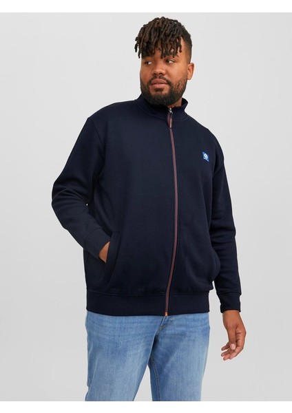 Fermuarlı Büyük Beden Lacivert Erkek Sweatshirt 12250426