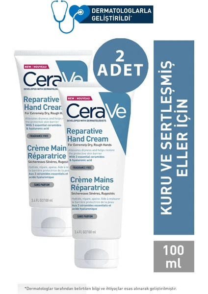 Cerave El Kremi Kuru ve Sertleşmiş Eller Için Onarıcı 100 ml 2 Adet