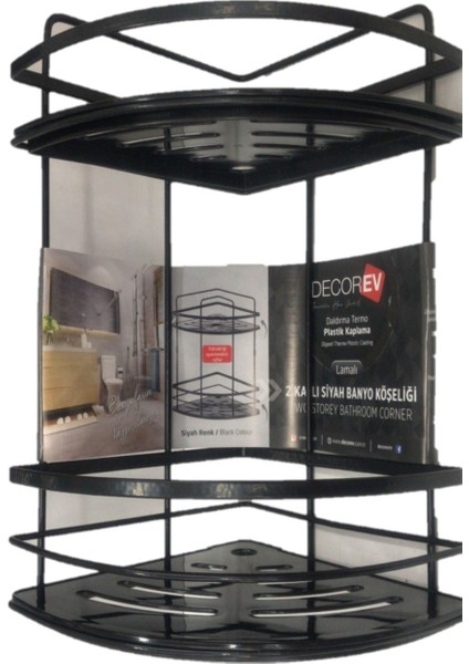 Decorev 5921 Banyo Köşeliği Kristal Lamalı Iki Katlı Siyah
