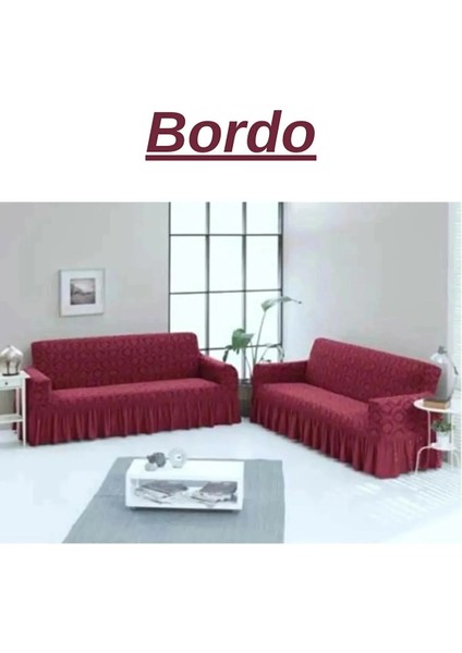 Jakarlı 3+3 Koltuk Takımı Örtüsü. Lastikli, Esnek, Yıkanabilir Koltuk, Kanepe, Çekyat Kılıfı. MEOI292.