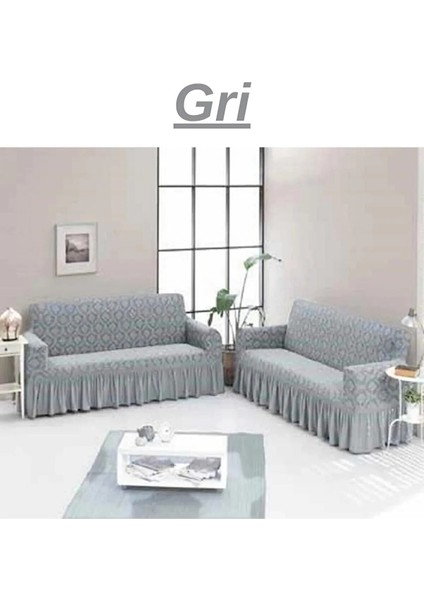 Jakarlı 3+3 Koltuk Takımı Örtüsü. Lastikli, Esnek, Yıkanabilir Koltuk, Kanepe, Çekyat Kılıfı. MEOI292.