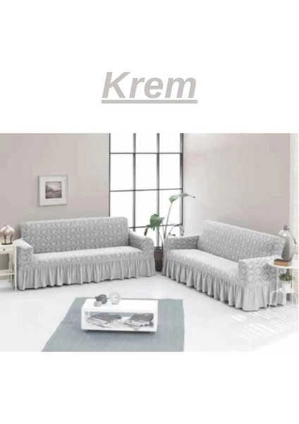 Jakarlı 3+3 Koltuk Takımı Örtüsü. Lastikli, Esnek, Yıkanabilir Koltuk, Kanepe, Çekyat Kılıfı. MEOI292.