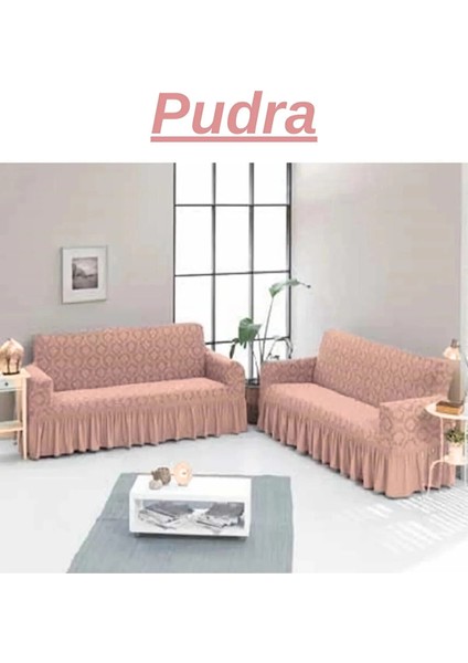 Jakarlı 3+3 Koltuk Takımı Örtüsü. Lastikli, Esnek, Yıkanabilir Koltuk, Kanepe, Çekyat Kılıfı. MEOI292.