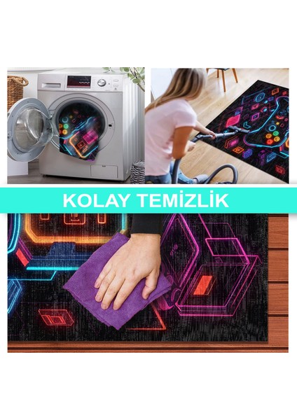 Ilyaki Home Console Şönil Gamer Halısı Pamuk Tabanlı Yıkanabilen Kaymaz Oyuncu Odası Gaming Halısı