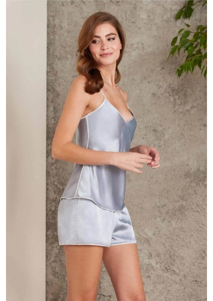 Saten 4lü Gecelik Sabahlık Şort Seti Pudra 7200 fiyatları