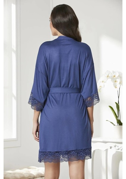 Penye Dantelli Gecelik Sabahlık Takım 4020 Lacivert fırsatları
