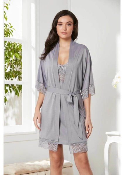 Penye Dantelli Gecelik Sabahlık Takım 4020 Royal fırsatları