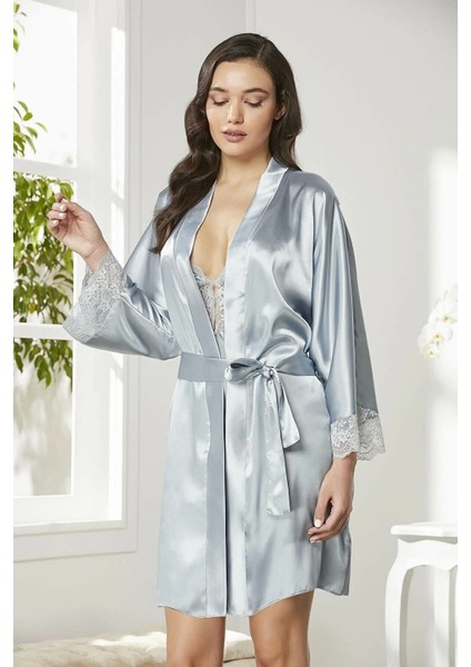 Saten Dantelli Gecelik Sabahlık Takım 4280 Mist indirimleri