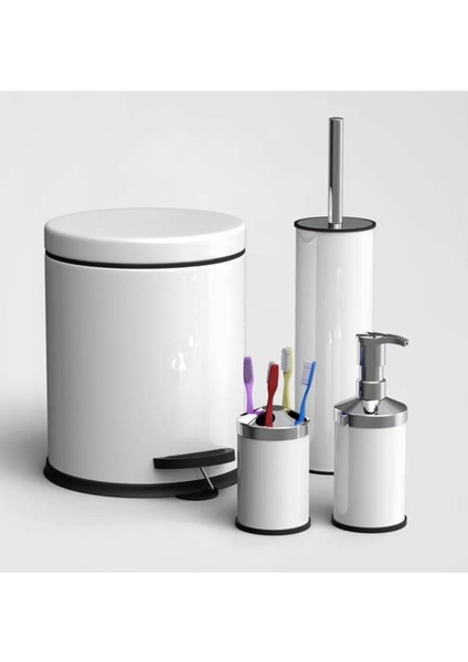 4'lü Beyaz Çok Amaçlı Kullanım Banyo Seti