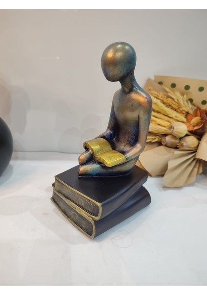 Siluet Kitap Okuyan Insan Dekoratif Biblo modelleri