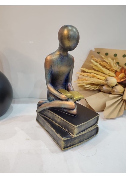 Siluet Kitap Okuyan Insan Dekoratif Biblo fırsatları