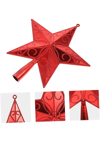 Yılbaşı Çam Ağacı Tepeliği Yıldızı Plastik Kırmızı 25X20 cm fiyatları