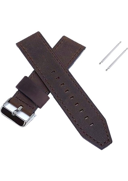 Fossil Uyumlu Hakiki Deri Saat Kordonu 22 mm Kahverengi