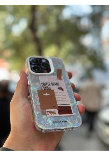 Apple iPhone 12 Pro Kılıf 3D Grafiiti Hologram Desenli Kristal Parıltılı Yazılı Figürlü Motif Case