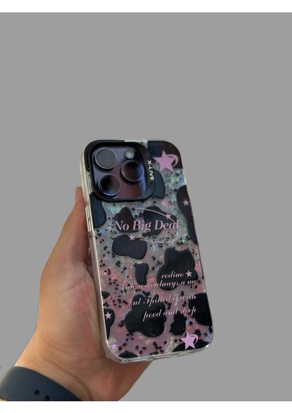 Apple iPhone 14 Pro Kılıf 3D Grafiiti Hologram Desenli Kristal Parıltılı Yazılı Figürlü Motif Case