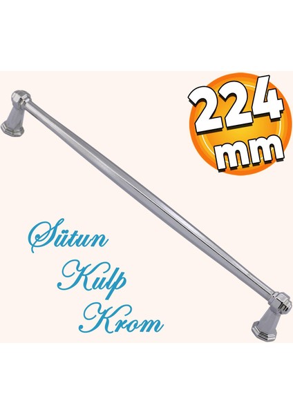 Sütun Mobilya Mutfak Dolabı Çekmece Dolap Kapak Kulpu Düz Metal Kulp Kulbu Ayder Kulpu 224 mm Krom