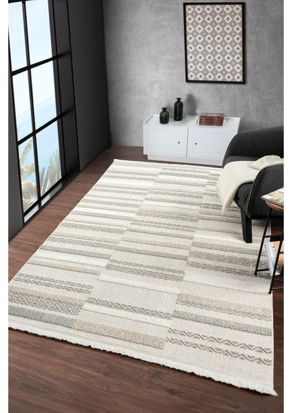 Beyaz Yumuşak Dokulu Halı Kilim Salon Mutfak Koridor Yolluk Dokuma Makine Halısı 003
