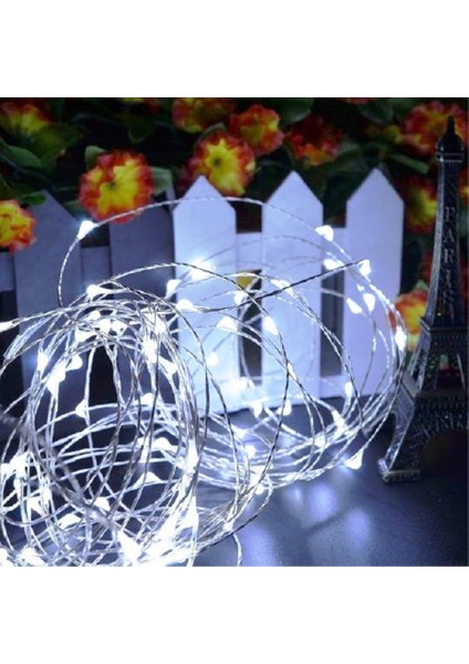 7 Metre Yılbaşı Ağacı Işığı Beyaz Pilli Işık Pilli Beyaz LED Işık Beyaz Noel Işığı Yılbaşı Işığı