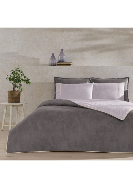 Riven Çift Kişilik Biyeli Nevresim Takımı Gri