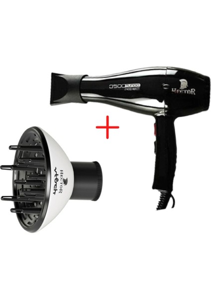 Profesyonel Fön Makinesi 3500 Turbo-Siyah + Beyaz