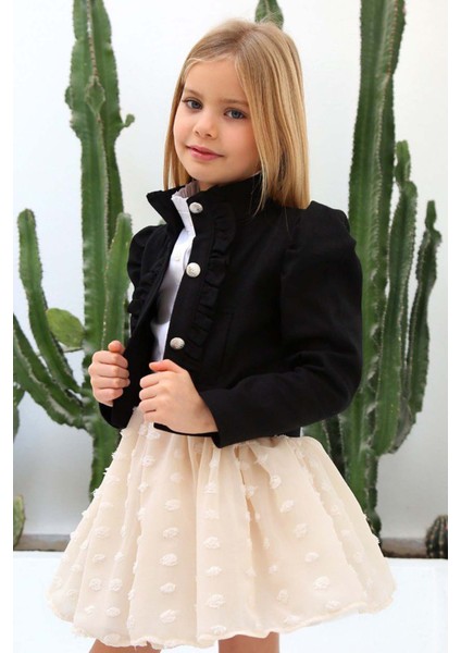 Kız Çocuk Puantiyeli Etek ve Denim Ceketli Siyah Etekli Takım fırsatları