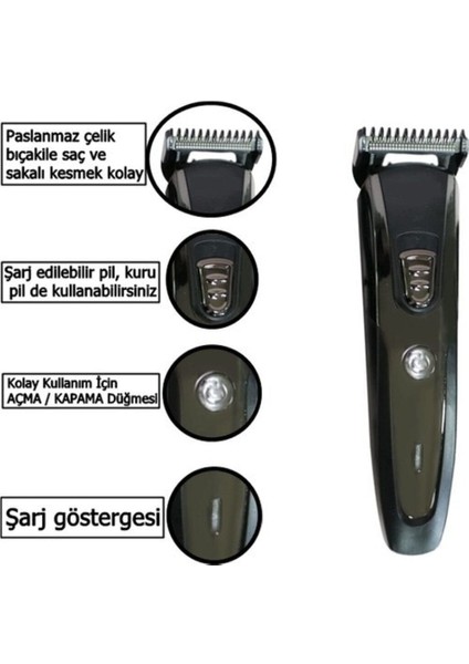 09 Matri-X Profesyonel Şarjlı Saç Sakal Kesme Tıraş Traş Makinesi Seti