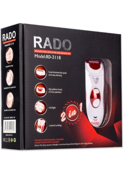 RD-3118 2 In 1 Epilasyon Aleti Şarjlı Tüy Alma Makinesi Kadın Bakım Seti
