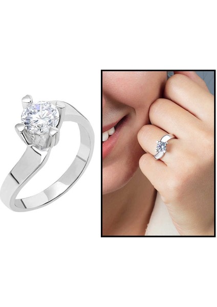 Starlight Diamond Pırlanta Montür Asimetrik 925 Ayar Gümüş Kadın Tektaş Yüzük fiyatları