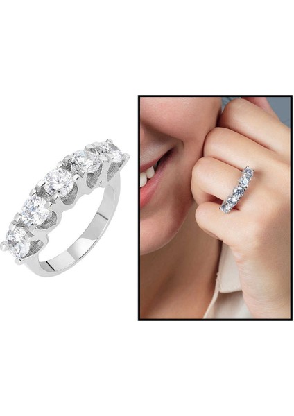 Starlight Diamond Pırlanta Montür "u" Tasarım 925 Ayar Gümüş Kadın Beştaş Yüzük fiyatları