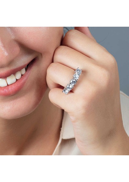 Starlight Diamond Pırlanta Montür "u" Tasarım 925 Ayar Gümüş Kadın Beştaş Yüzük modelleri