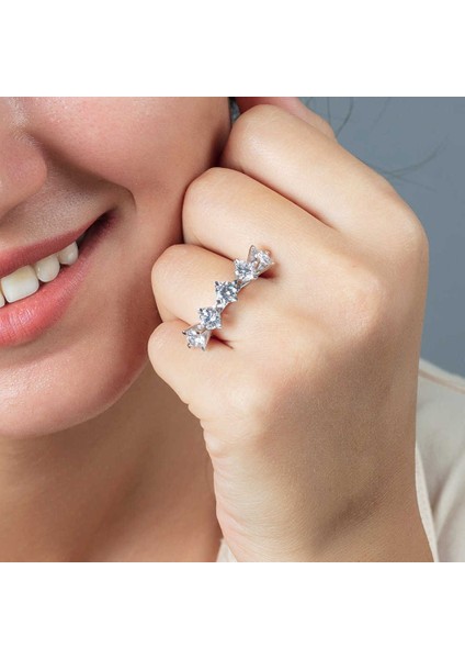 Starlight Diamond Pırlanta Montür Elegance 925 Ayar Gümüş Kadın Beştaş Yüzük modelleri