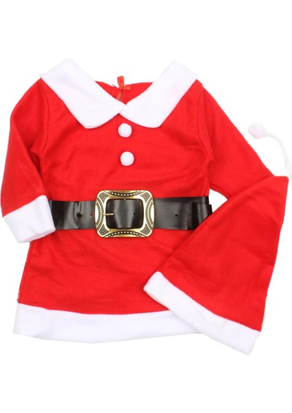 1-4 Yaş Kız Bebek Şapkalı Noel Elbisesi , yılbaşı bebek kıyafetleri