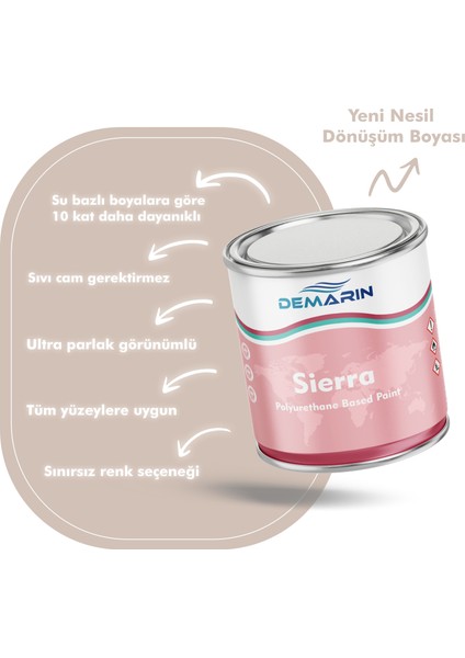 Her Şeyi Boyayan Boya Demarin Sierra Tek Bileşen Fayans, Tezgah, Seramik, Mobilya, Zemin Boyası indirimleri