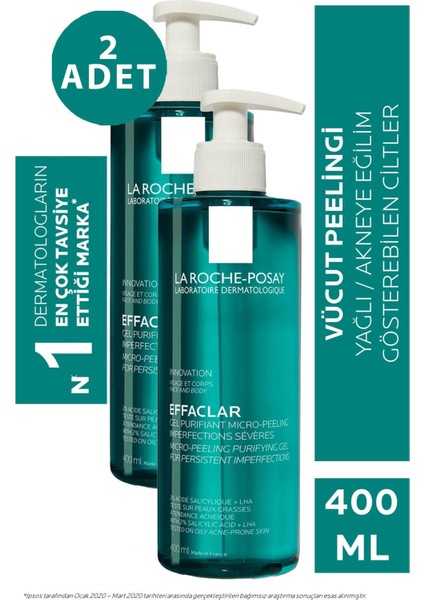 La Roche Posay Effaclar Gel Purifying Micro Peeling 400 ml 2 Adet