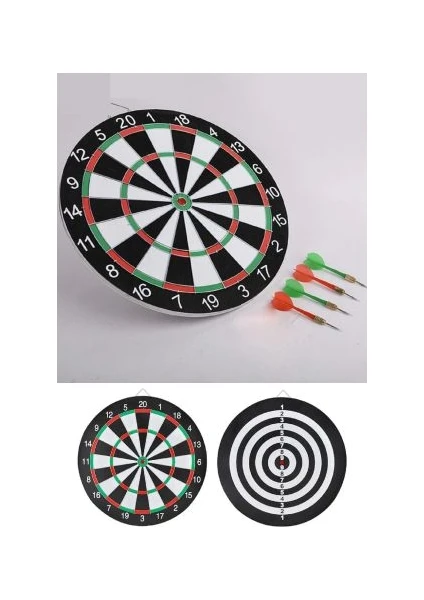 Dart Seti Küçük Boy 30 cm 12'' (12 Inç) + 4 Adet Dart Oku - Çift Taraflı Hedef Tahtası Seti