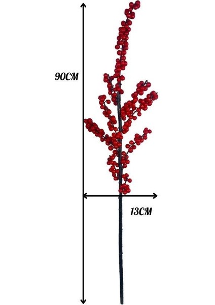 Yapay Çiçek Kokina Uzun Dal 90CM Yılbaşı Çiçeği Red Berry