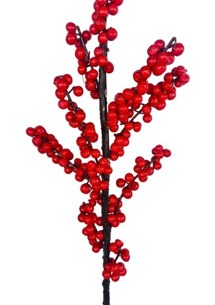 Yapay Çiçek Kokina Uzun Dal 90CM Yılbaşı Çiçeği Red Berry