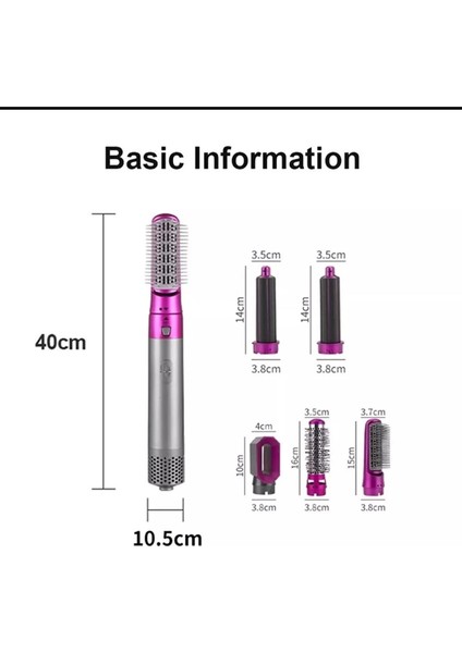 5 Başlıklı Saç Şekillendirici Seti Profesyonel Saç Şekillendirici Kurutma Fön Makinesi 1000 Watt