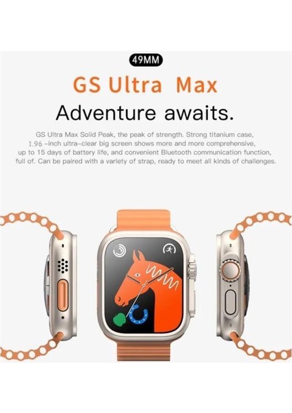 Gs Ultra 8 Plus 49MM 2.1 Inc Ips2 Ekran + Pusula + 2 Kordon + Full Aktif Sennsörlü