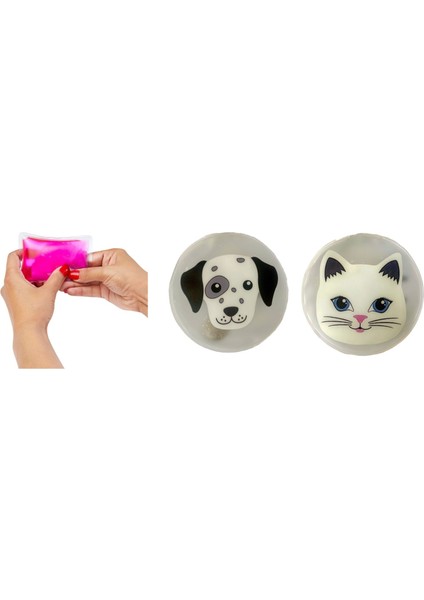 Kedi ve Köpekli Cep Sobası - El Isıtıcı - 2 Adet Sıcak Su Torbası Pvc 9 cm