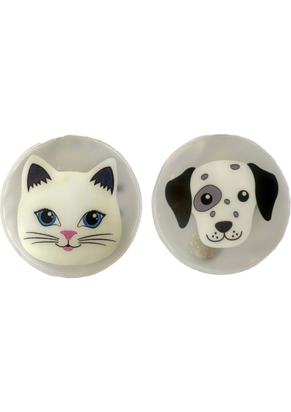 Kedi ve Köpekli Cep Sobası - El Isıtıcı - 2 Adet Sıcak Su Torbası Pvc 9 cm